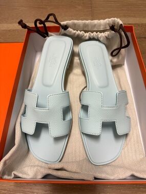 Oran Slide Sandals in Bleu Brume size 38